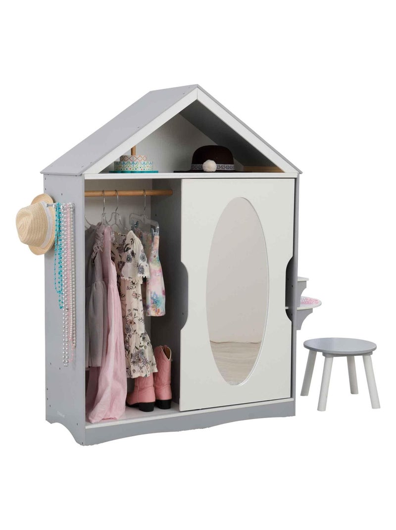 Dressing blanc et gris pour enfants avec miroir et coiffeuse KidKraft Blanc - Kiabi