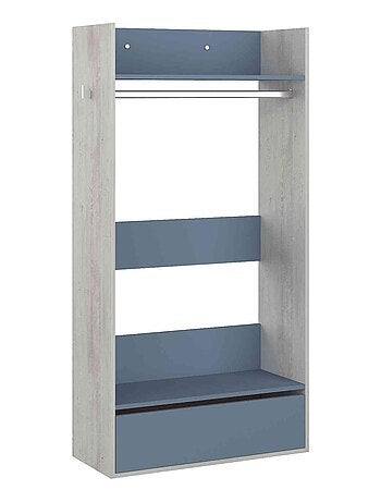 Dressing effet bois gris et bleu 160cm
