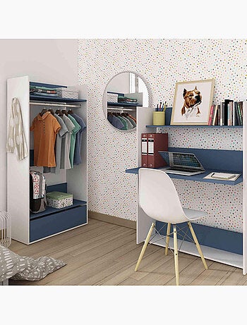 Dressing effet bois gris et bleu 160cm