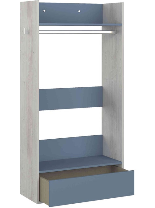 Dressing effet bois gris et bleu 160cm - Kiabi