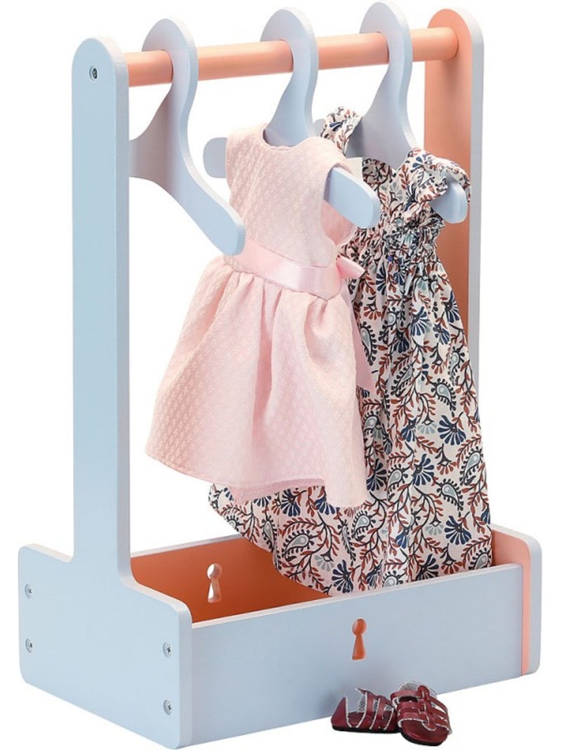 Dressing en bois pour poupée Bleu - Kiabi