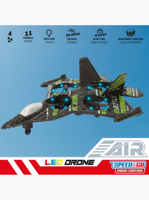 Drone de combat télécommandé de 25 cm avec rotation à 360° et gyroscope speed & go - Kiabi
