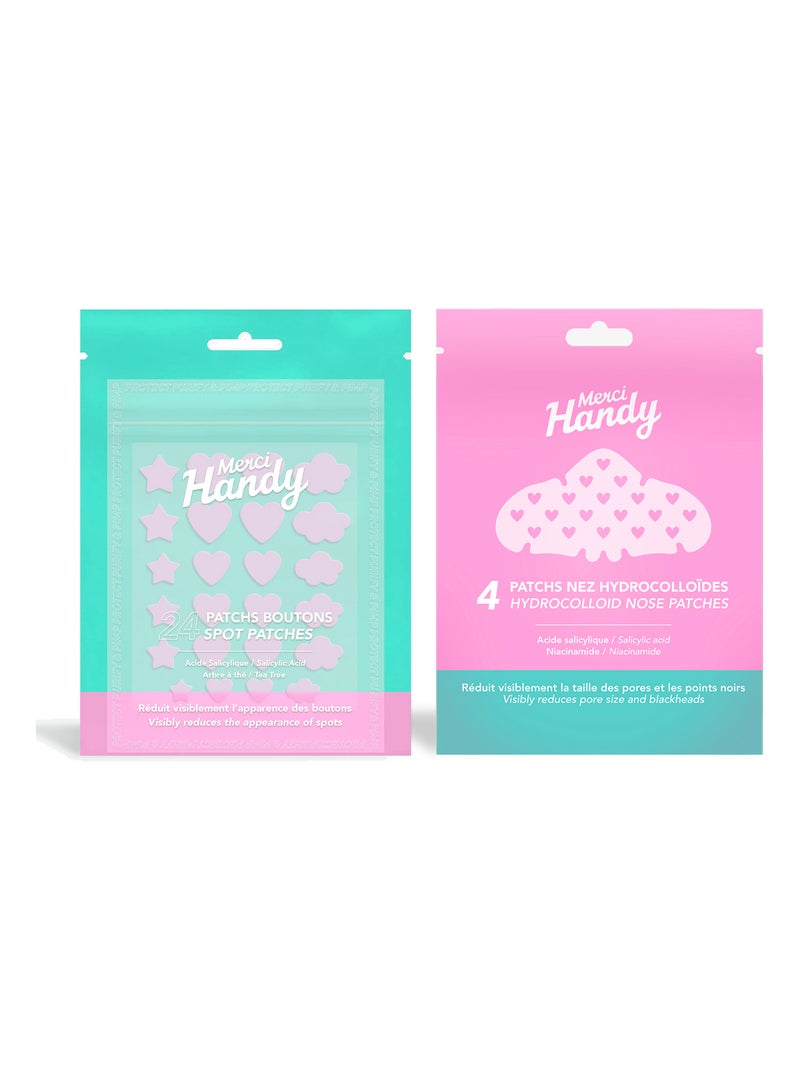 Duo 24 Patchs Boutons + 4 Patchs Nez Bleu - Kiabi