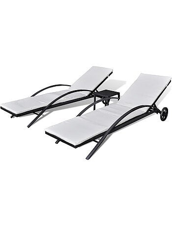 Duo de 2 chaises longue avec table basse