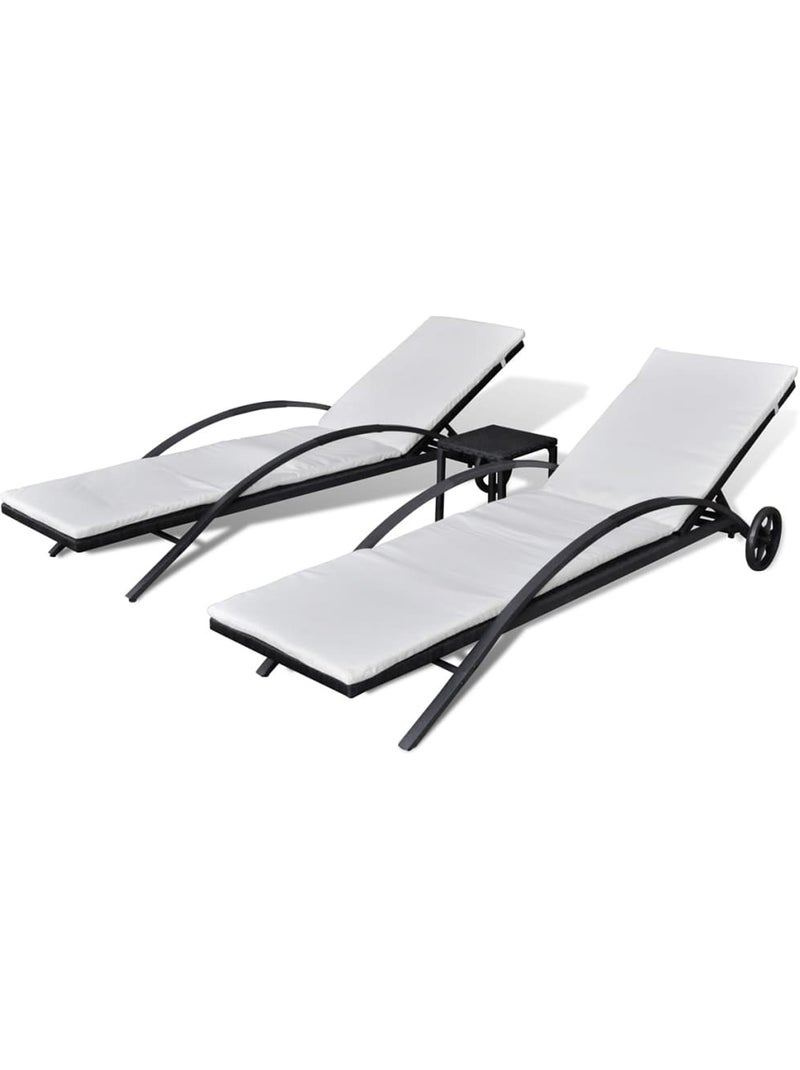 Duo de 2 chaises longue avec table basse Noir - Kiabi
