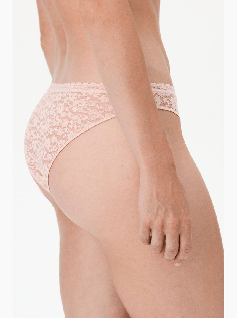 Easy culotte brésilienne en dentelle à col v et motif floral penti Vieux rose - Kiabi