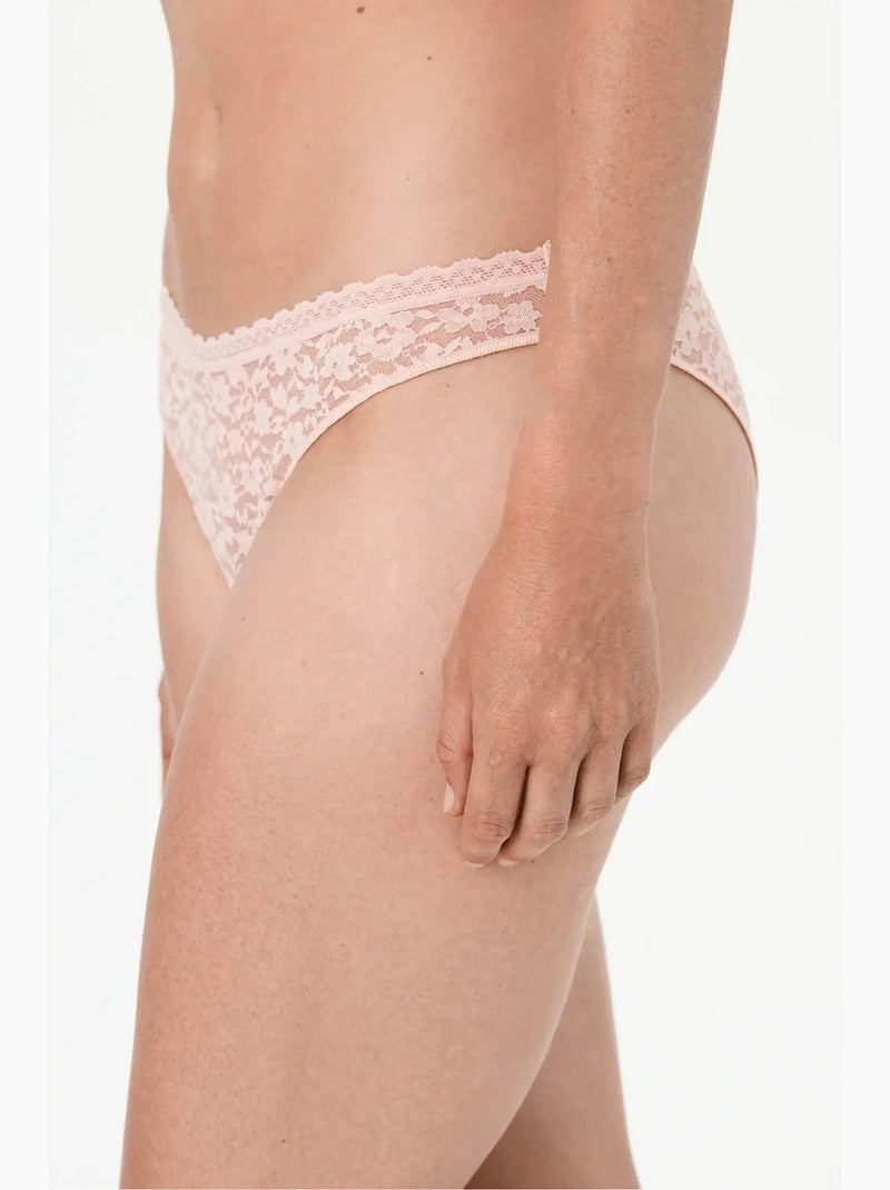 Easy culotte brésilienne en dentelle à col v et motif floral penti Vieux rose - Kiabi