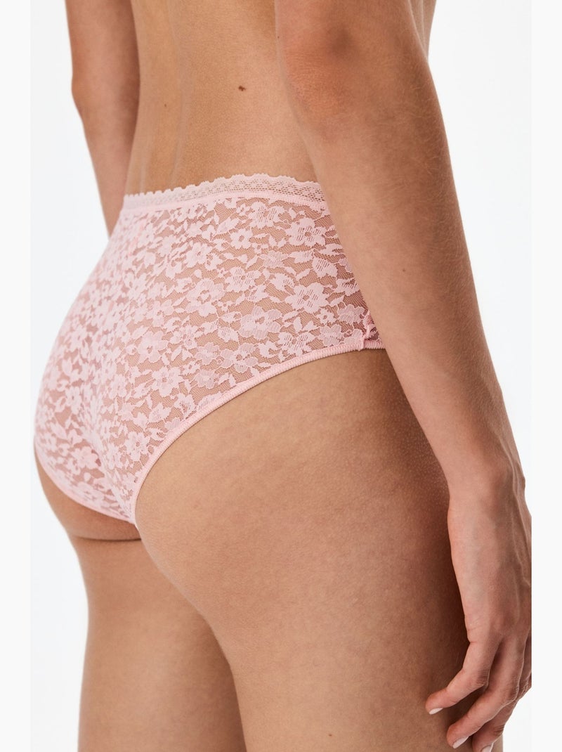 Easy slip hipster en dentelle à fleurs penti Rose dragée - Kiabi