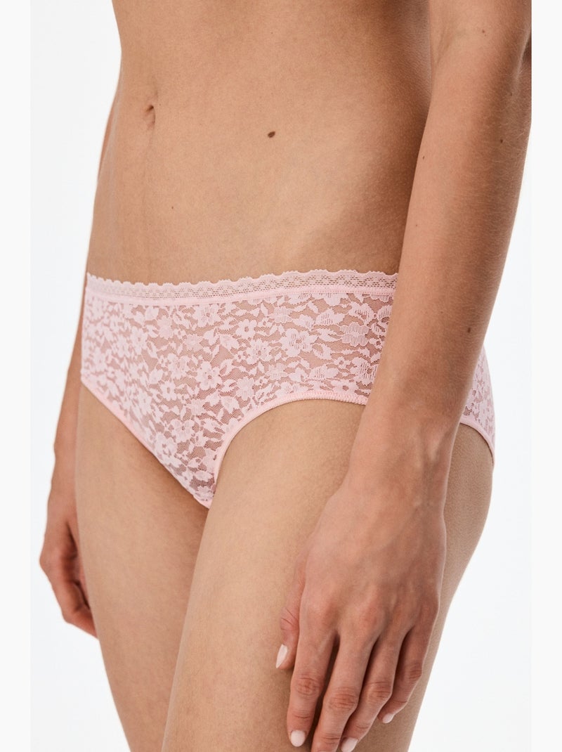 Easy slip hipster en dentelle à fleurs penti Rose dragée - Kiabi