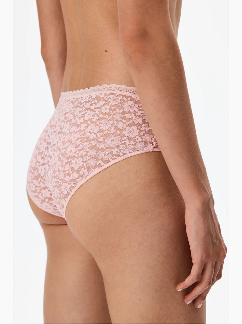 Easy slip hipster en dentelle à fleurs penti Rose dragée - Kiabi
