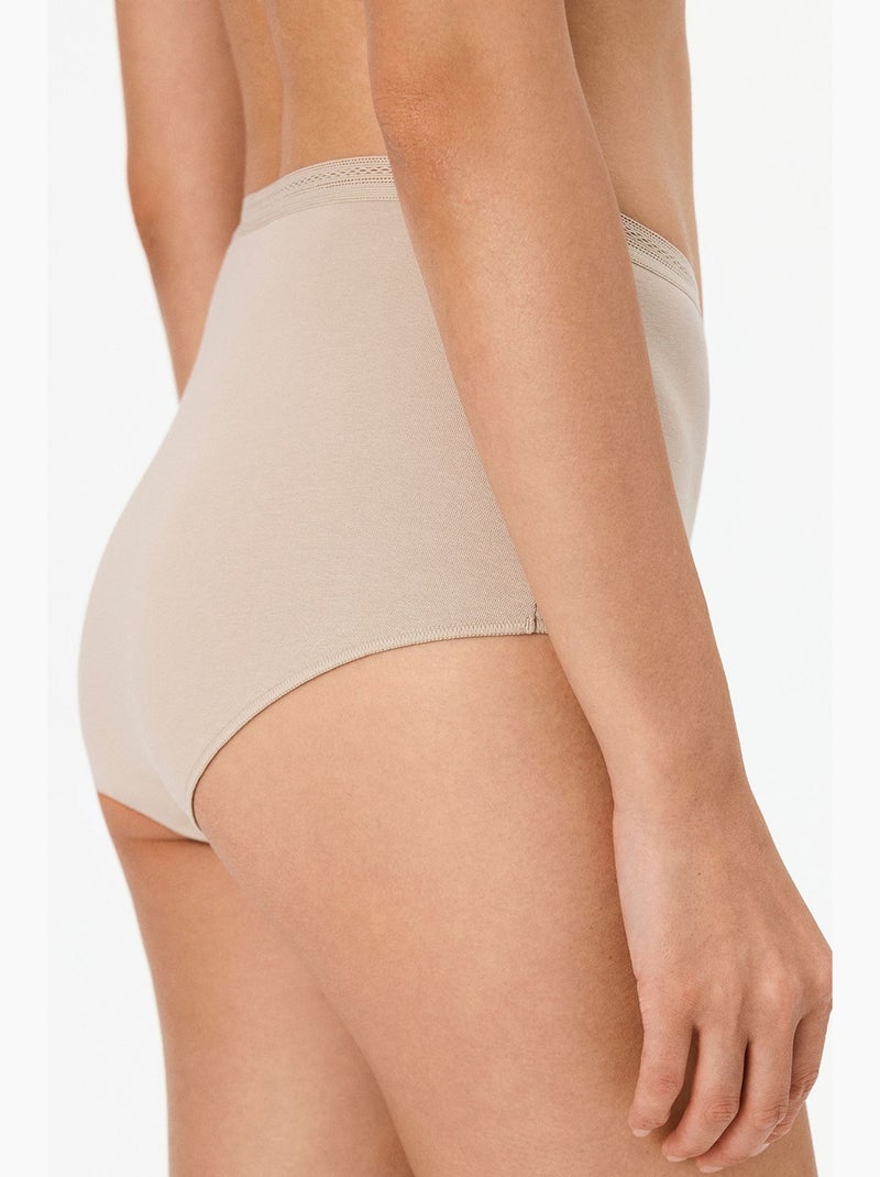 Easy slip taille haute en coton penti Beige argile - Kiabi