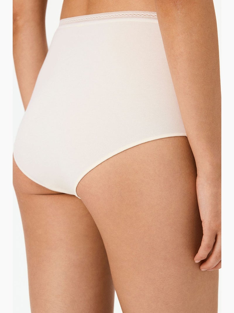 Easy slip taille haute en coton penti Blanc cassé - Kiabi