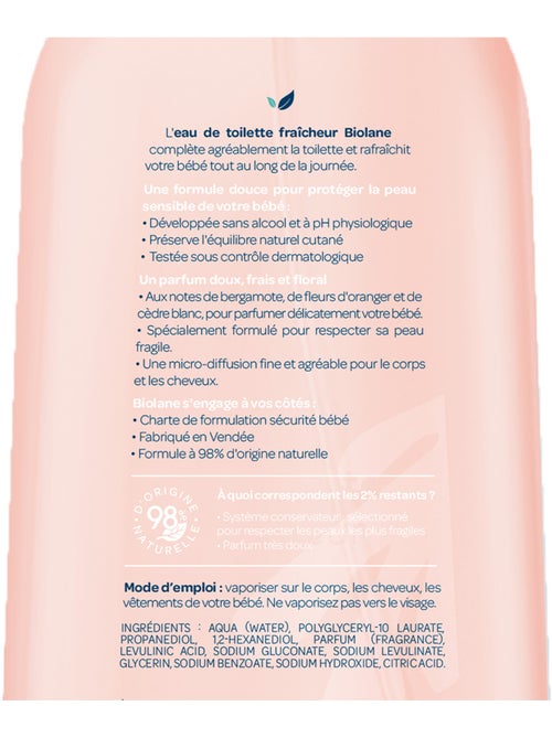Eau de toilette fraîcheur 200ml biolane - Kiabi Eau de toilette fraîcheur 200ml biolane - Kiabi