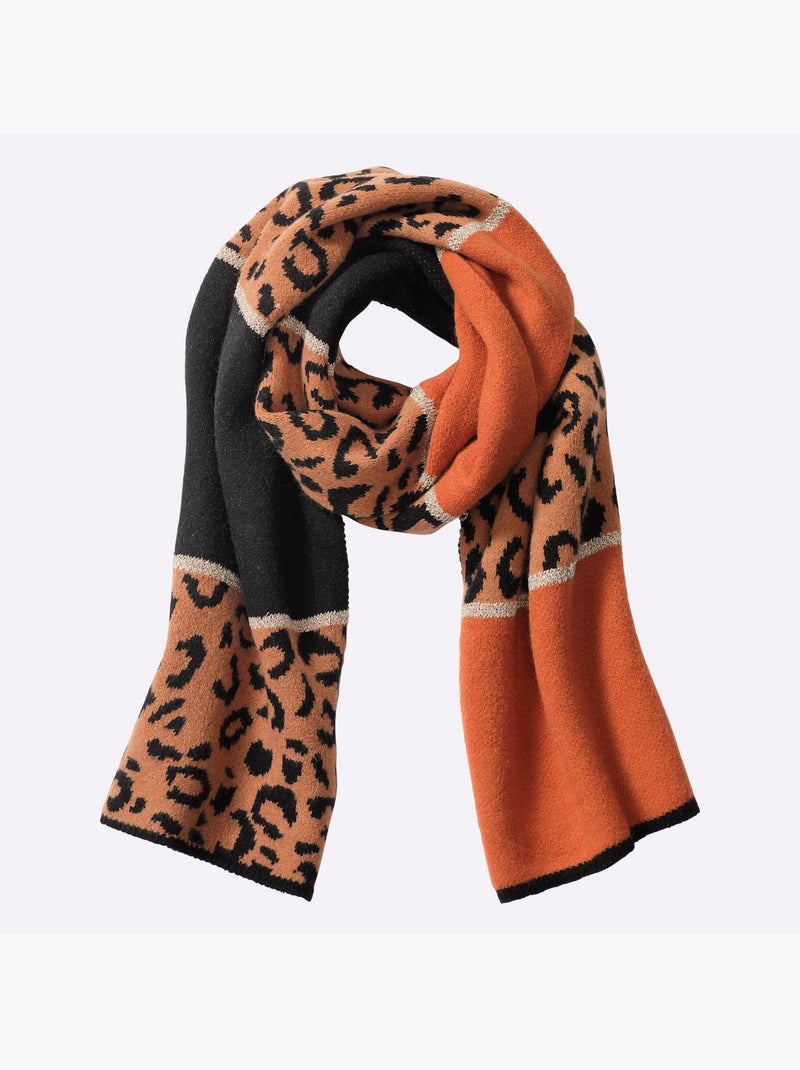 écharpe 100% Viscose - Taille Standard - Helline Noir Orange - Kiabi