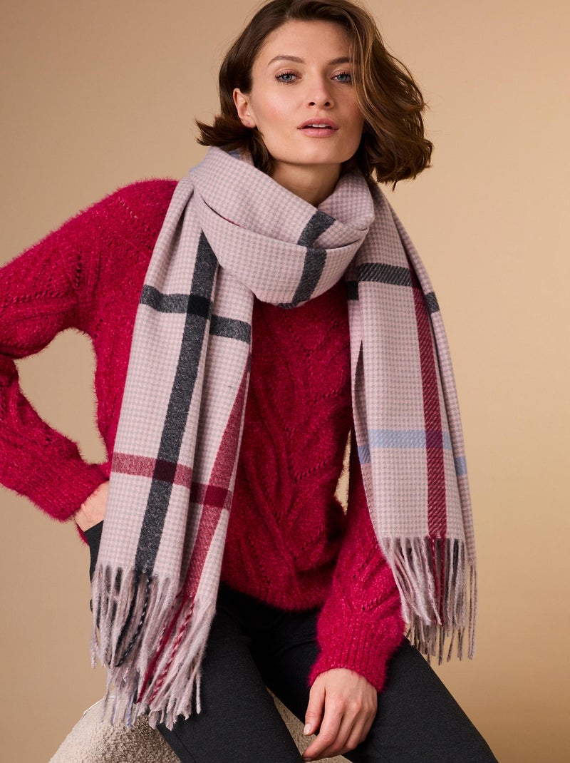 Écharpe à carreaux  - Damart Rose - Kiabi