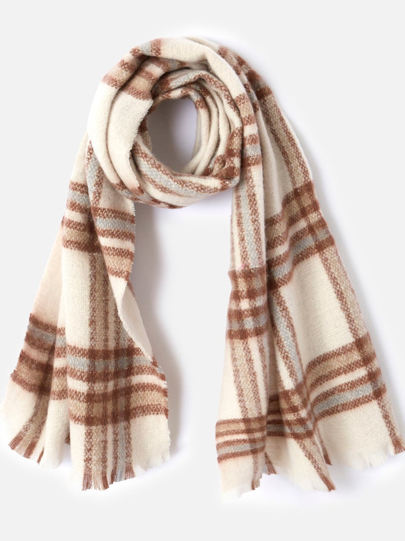 Echarpe à carreaux esprit tartan - Damart Marron - Kiabi