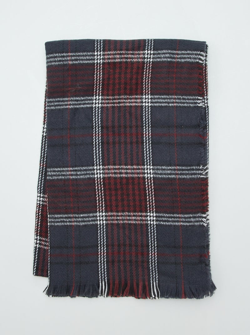 Écharpe à Carreaux Avec Franges Marron Femme | Morgan