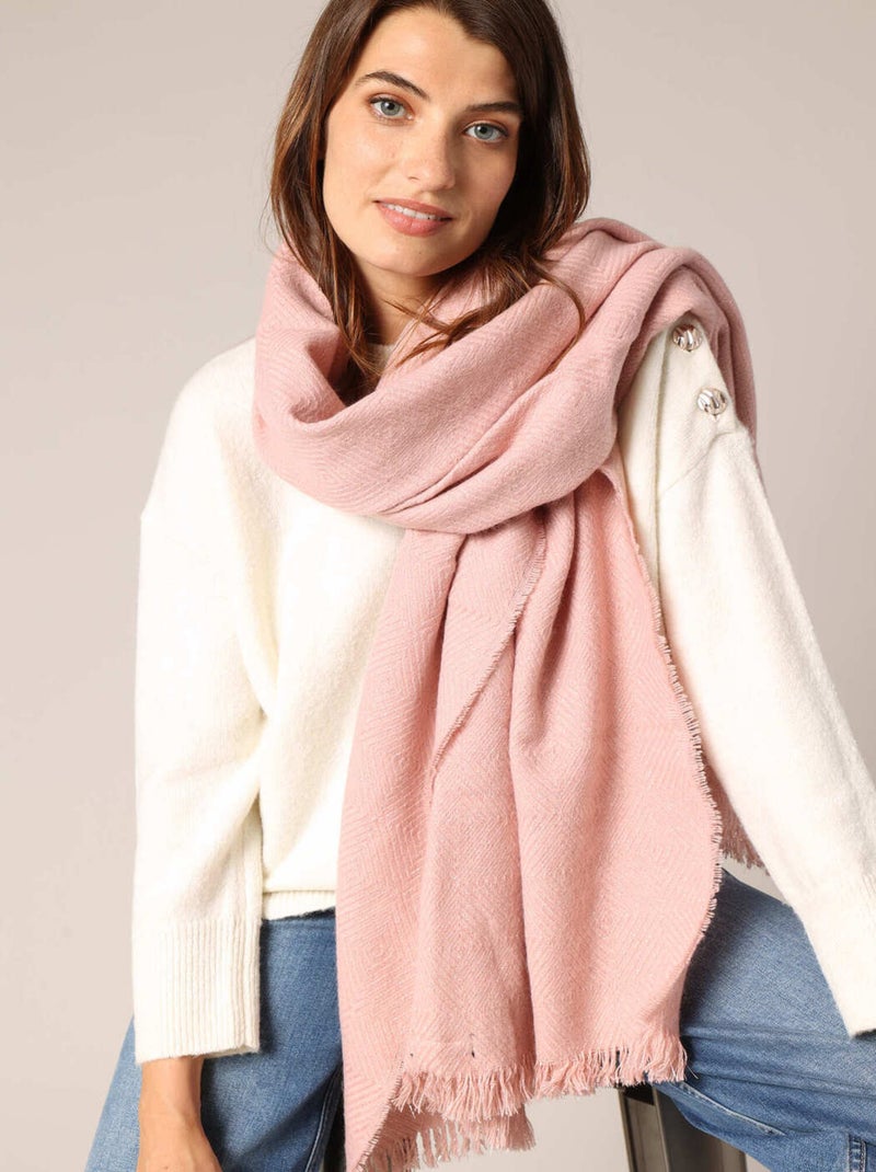 Écharpe à chevrons avec franges délicates
 'Deeluxe' Rose - Kiabi