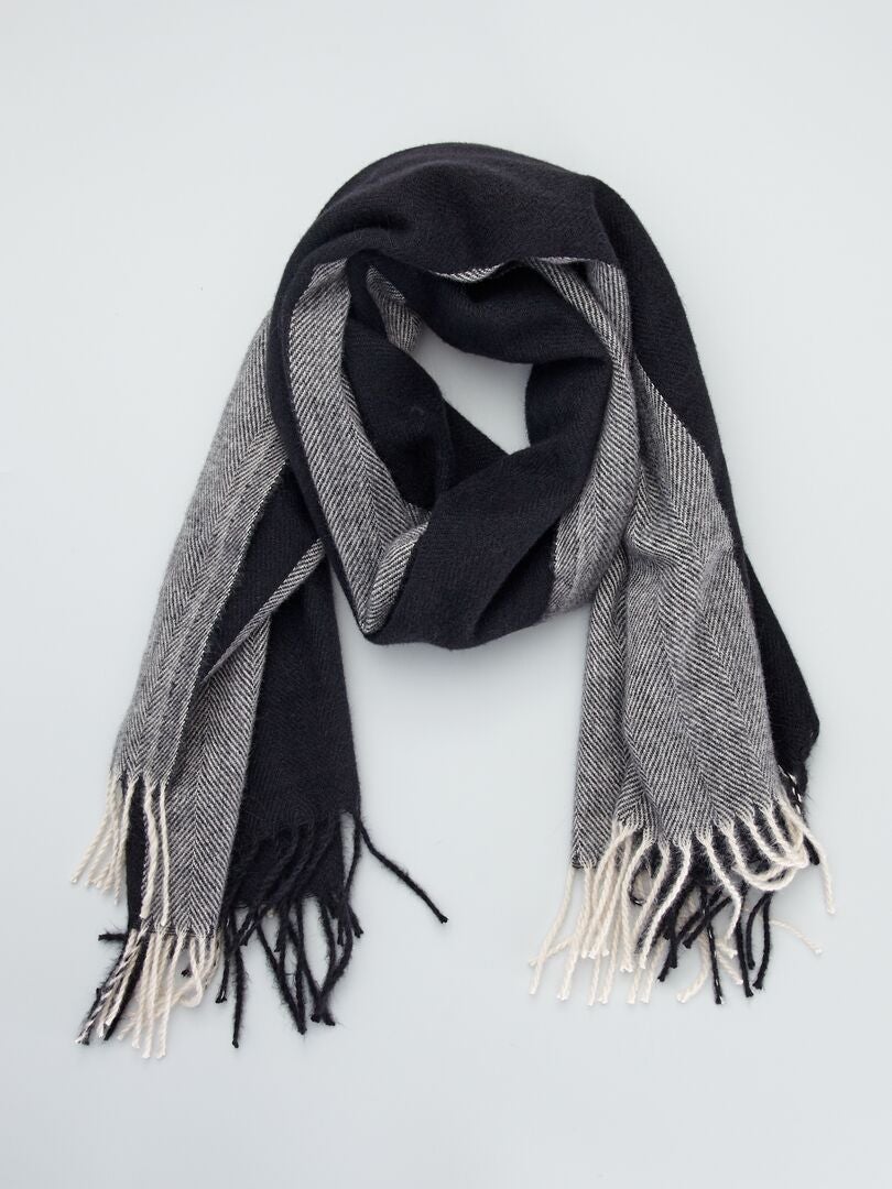 Echarpe à franges - NOIR - - 10.00