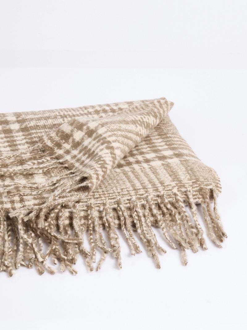 Echarpe à franges chaude à carreaux - afibel Beige - Kiabi