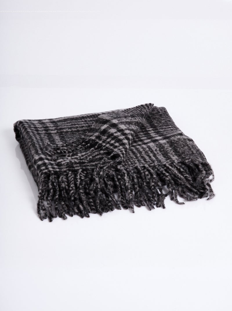 Echarpe à franges chaude à carreaux - afibel Gris - Kiabi