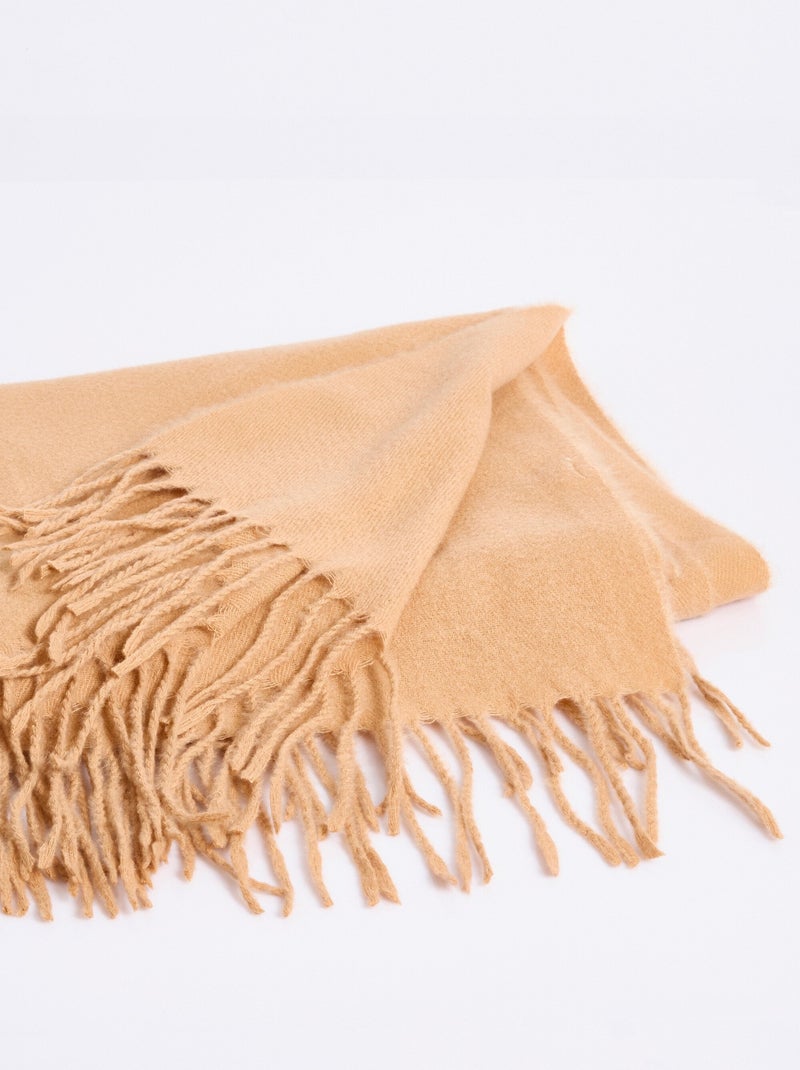 Echarpe à franges douce et chaude - afibel Camel - Kiabi