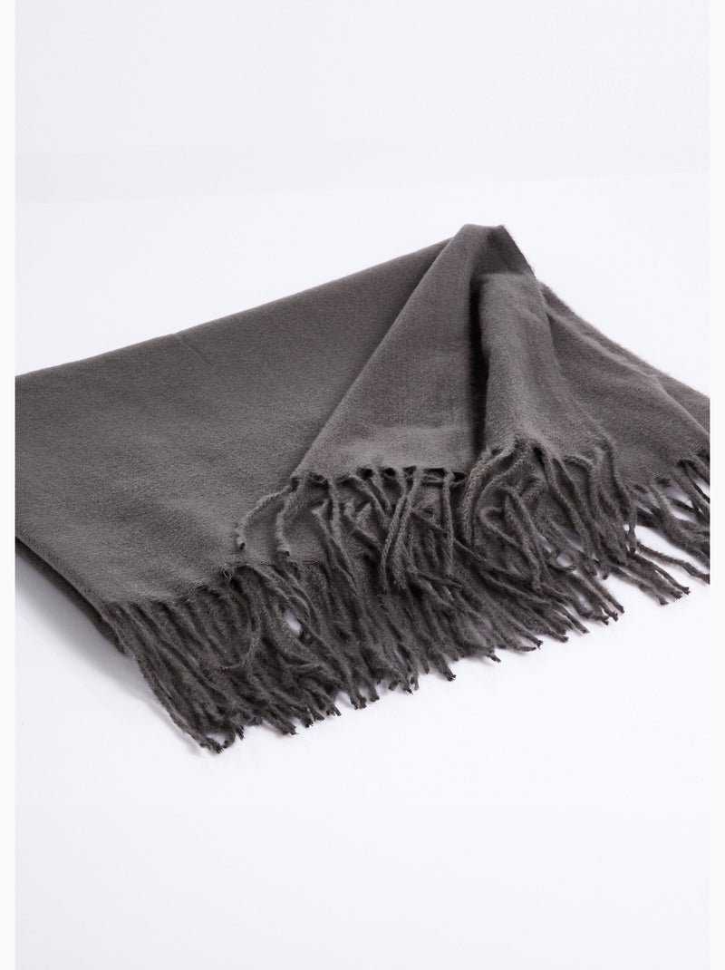 Echarpe à franges douce et chaude - afibel Gris foncé - Kiabi