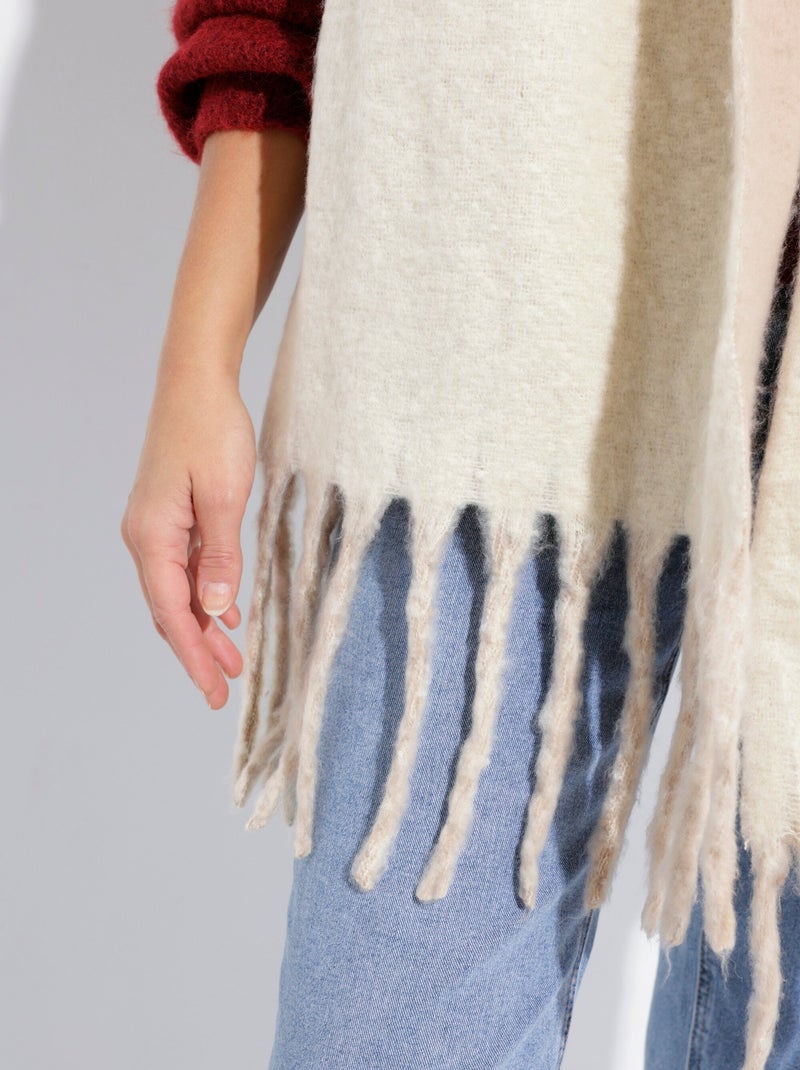 Echarpe bicolore avec grandes franges - AFIBEL Beige - Kiabi