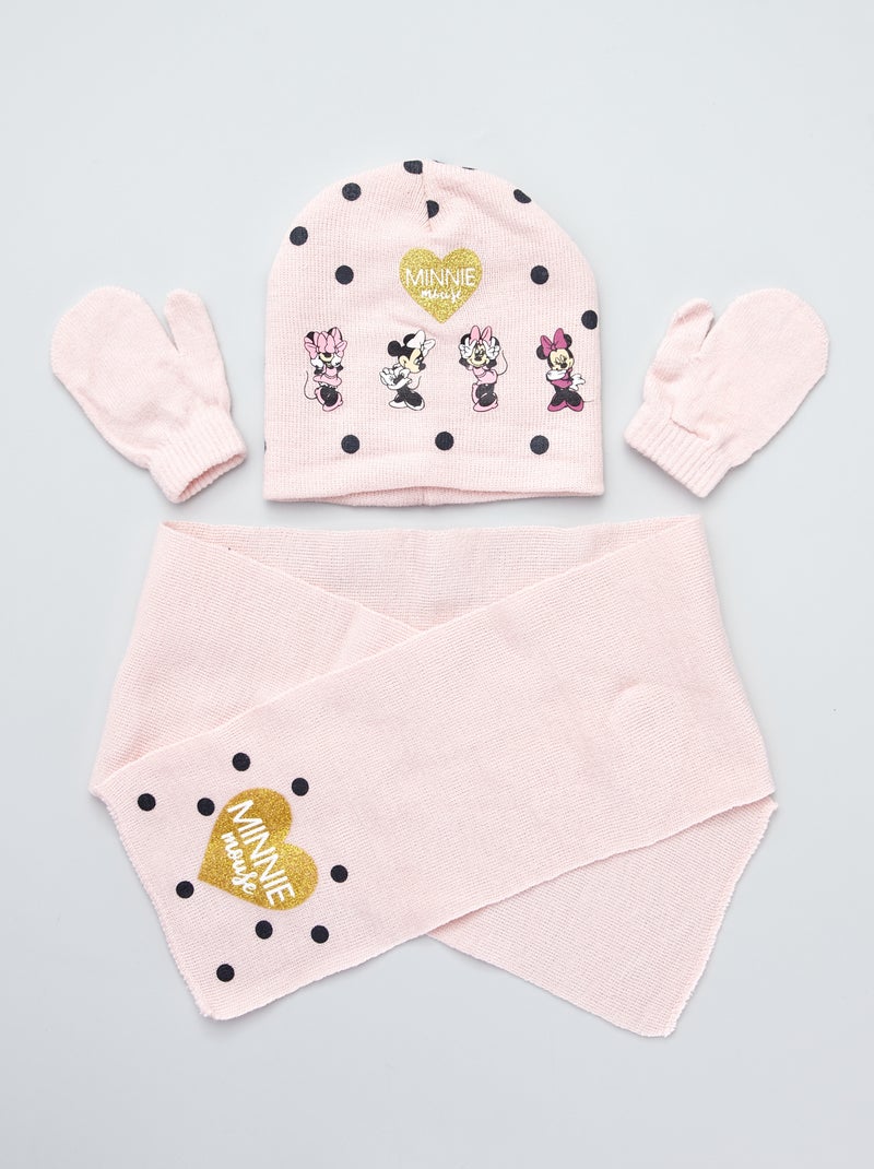 Echarpe + bonnet + gants rose - Kiabi