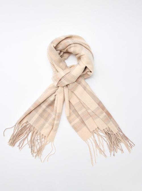 Echarpe carreaux à frange - Kiabi