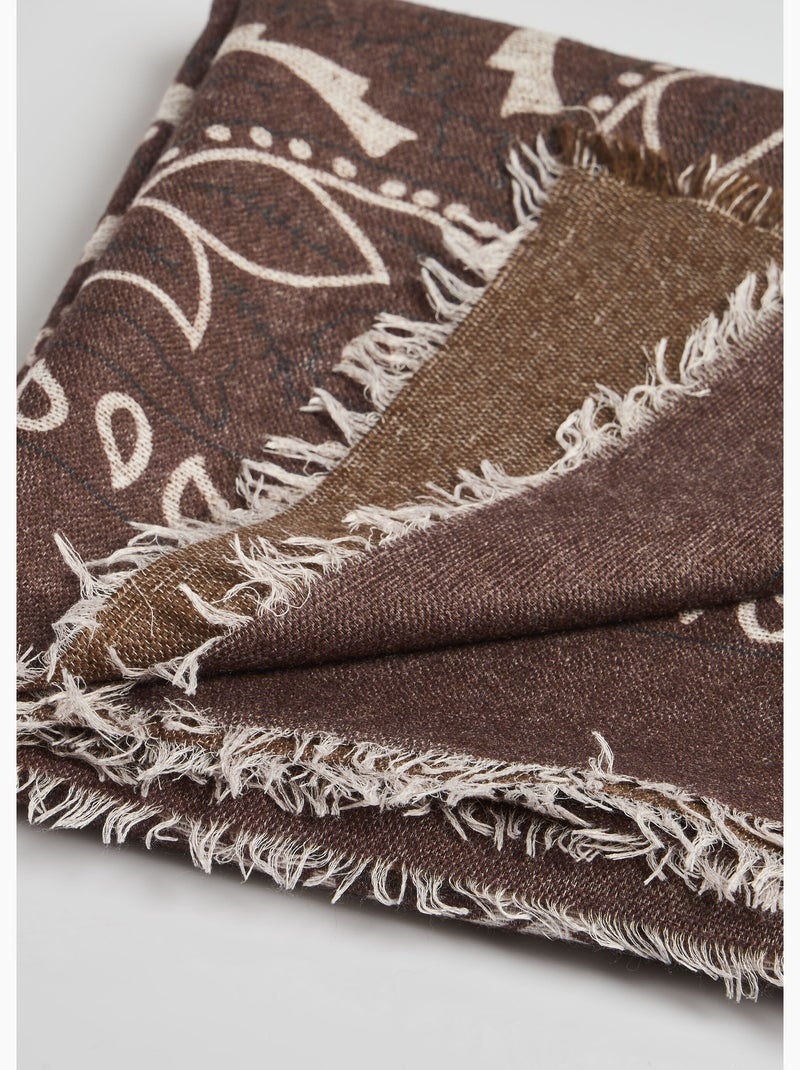 Echarpe carrée motif bandana avec laine - afibel Marron - Kiabi