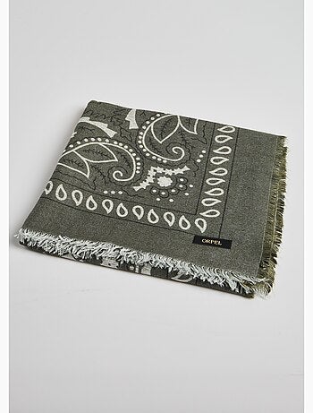 Echarpe carrée motif bandana avec laine