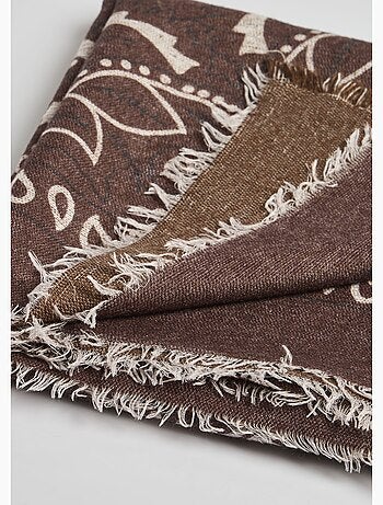 Echarpe carrée motif bandana avec laine