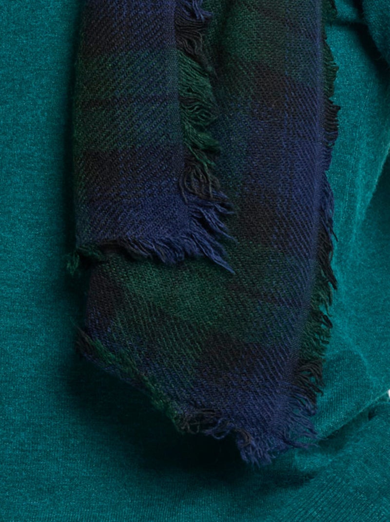 Echarpe chaude avec laine et alpaga Bleu Vert - Kiabi