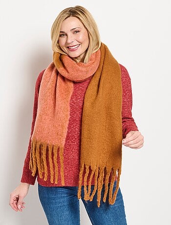 Echarpe chaude bicolore à franges - AFIBEL