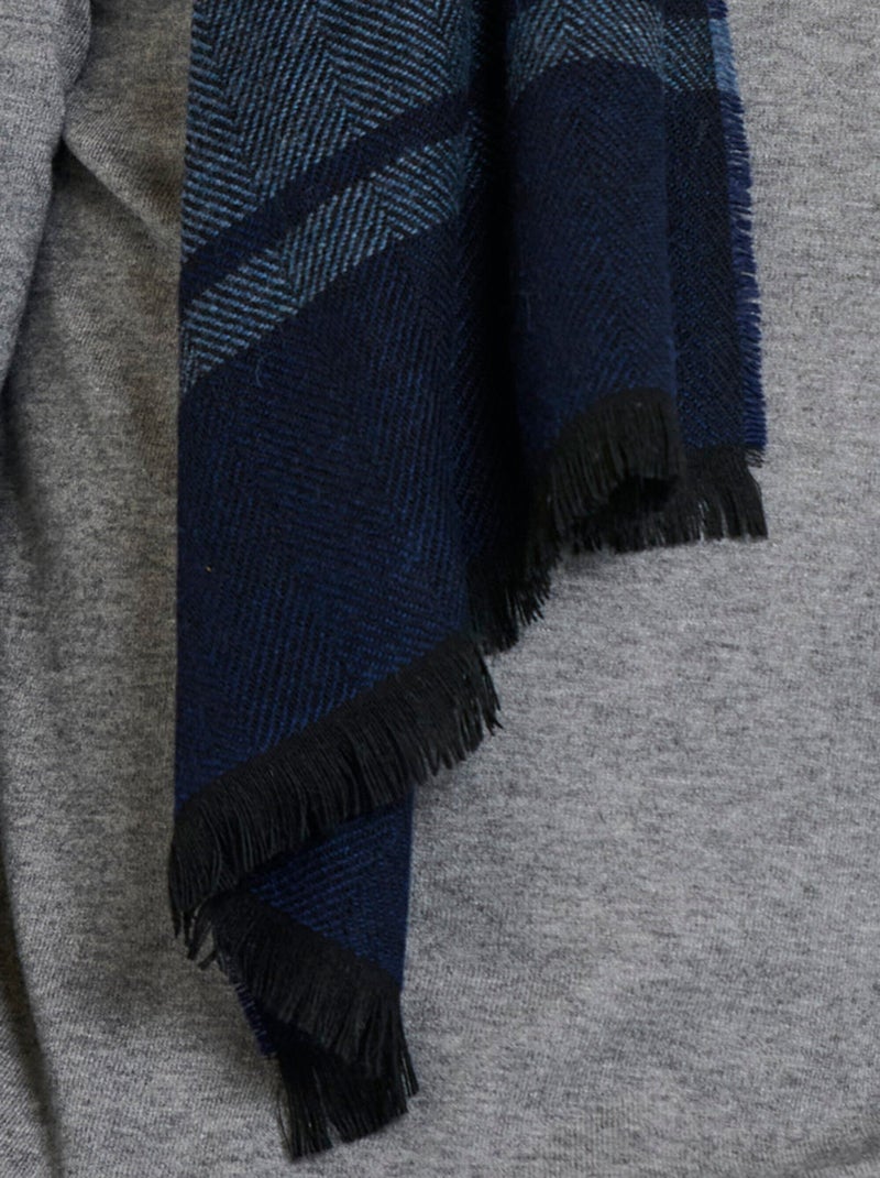 Echarpe chaude chevrons avec laine et alpaga Bleu Gris - Kiabi