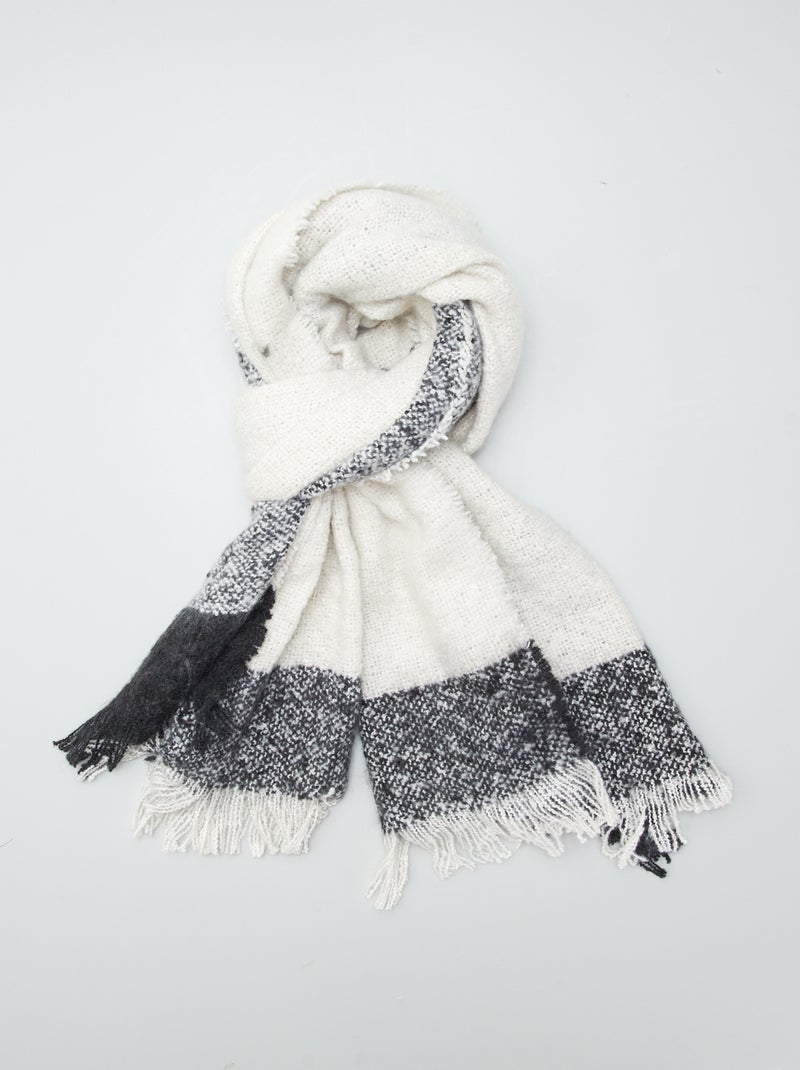 Echarpe chaude tricolore Blanc - Kiabi