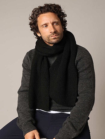 Écharpe côtelée unie en laine, douce et chaude 'Deeluxe'