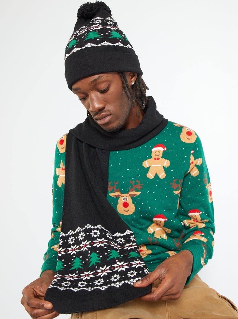Echarpe de Noël en maille Noir - Kiabi