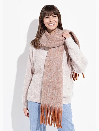 Echarpe douce avec franges contrastées - AFIBEL