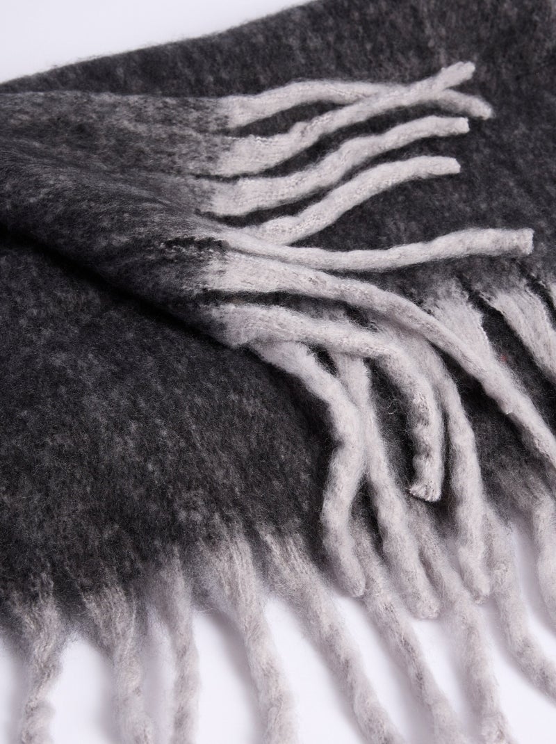 Echarpe douce avec franges contrastées - AFIBEL Noir - Kiabi