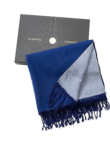 Écharpe en cachemire bleu marine Recto-Verso