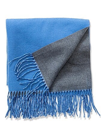 Écharpe en cachemire bleu Recto-Verso