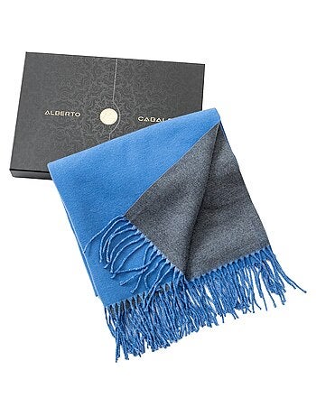 Écharpe en cachemire bleu Recto-Verso