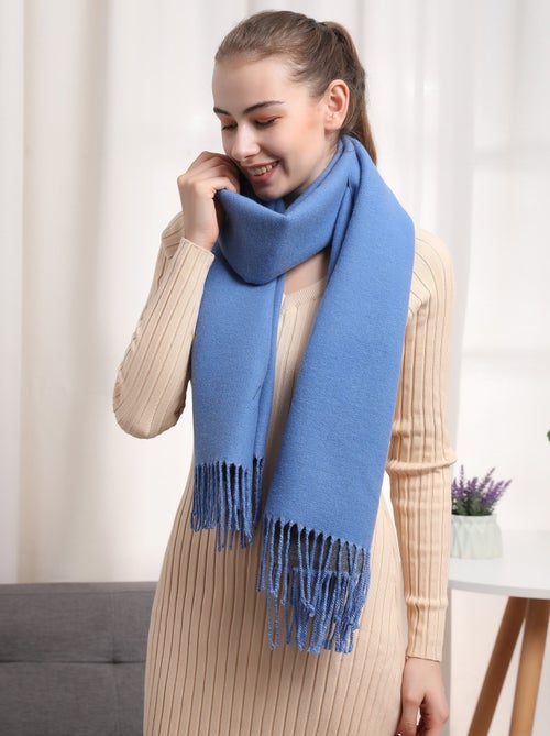 Écharpe en cachemire bleu Recto-Verso - Kiabi