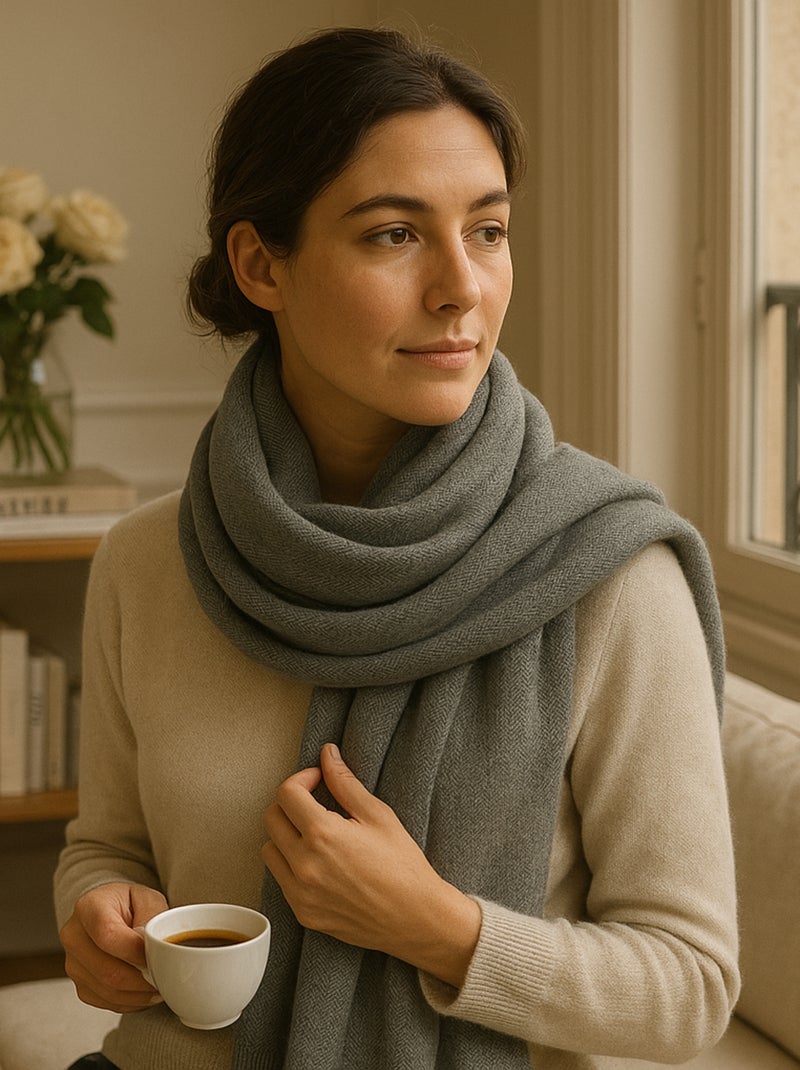 Echarpe en Cachemire Caldo Noir Gris anthracite - Kiabi