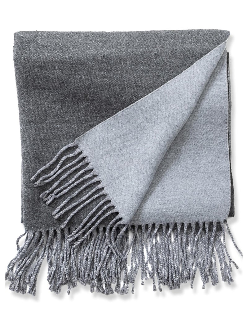 Écharpe en cachemire gris Recto-Verso Gris - Kiabi