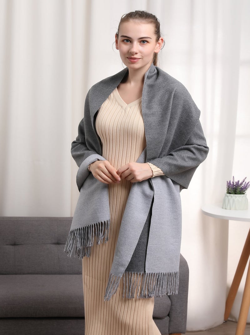 Écharpe en cachemire gris Recto-Verso Gris - Kiabi