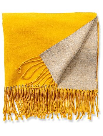 Écharpe en cachemire jaune Recto-Verso