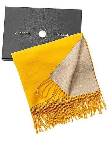 Écharpe en cachemire jaune Recto-Verso